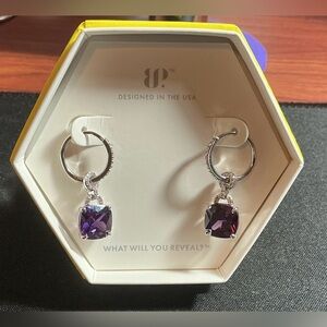 Bomb Party Daring To Listen Earrings ER51437 Amethyst Cubic Zirconia Rhodium